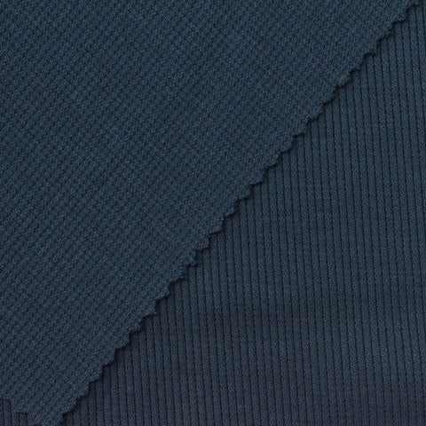 Polyester Modal Stretch Rib Knit Fabric, 380 gsm — Navy
