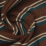 Brown Horizontal-Stripe Rib Knit, Cotton, 330 gsm — photo 1