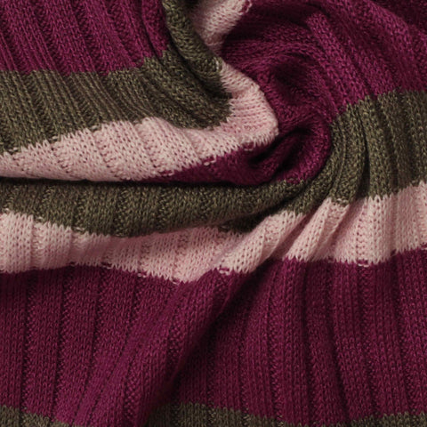 Magenta Diagonal-Stripe Rib Knit, Polyester