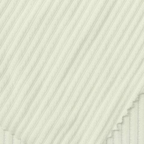 Jacquard Polyester Stretch Rib Knit Fabric, 220 gsm, 182 cm — White