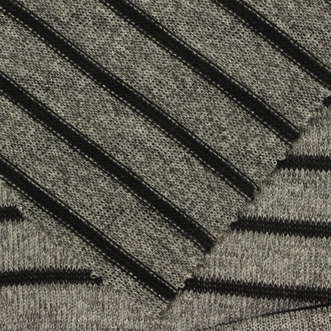 Black Horizontal-Stripe Knit, Poly-Viscose, 170 gsm, 160 cm