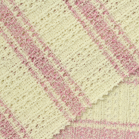 Cream Stripes Rib Knit, Poly-Cotton