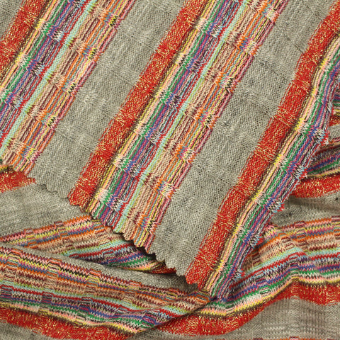 Grey Horizontal-Stripe Knit, Poly-Viscose, 207 gsm
