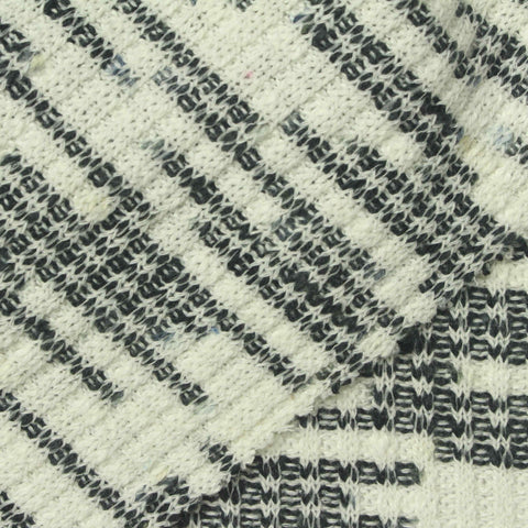 Black Houndstooth Rib Knit, Cotton-Poly