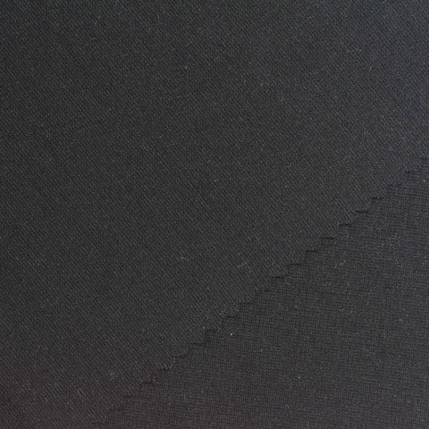Viscose Nylon Stretch Ponte Knit Fabric, 300 gsm, 155 cm — Black
