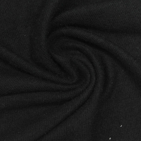 Brushed Polyester Viscose Stretch Chunky Knit Fabric, 197 gsm, 200 cm — Black