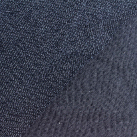Cotton Polyester French Terry Fabric, 255 gsm, 160 cm — Navy