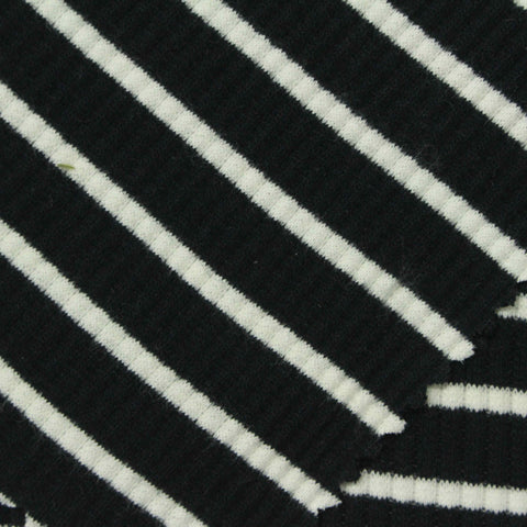 Black Horizontal-Stripe Rib Knit, 200 gsm