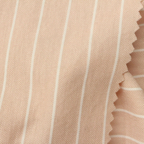 White Horizontal-Stripe Interlock Knit, Viscose-Nylon