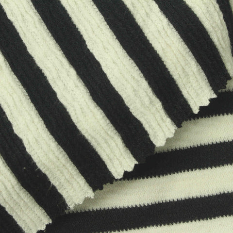 Black Stripes Knit, Cotton-Poly, 300 gsm