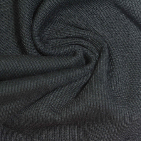 Charcoal Rib Knit, Cotton-Poly