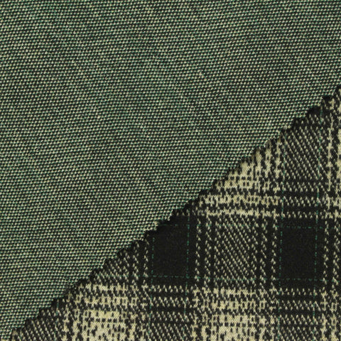 Black Plaid Interlock Knit, Poly-Viscose, 383 gsm