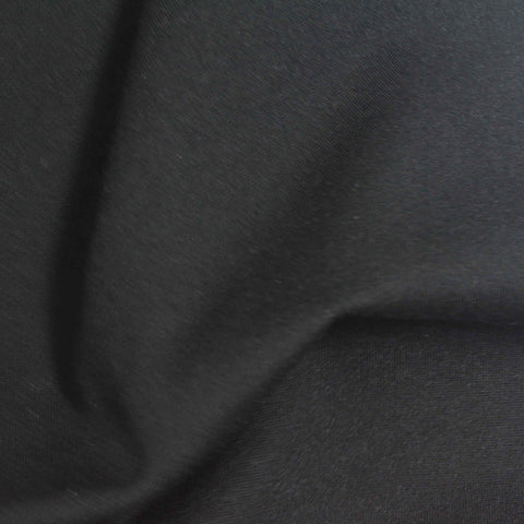 Viscose Nylon Stretch Ponte Knit Fabric, 320 gsm, 165 cm — Black
