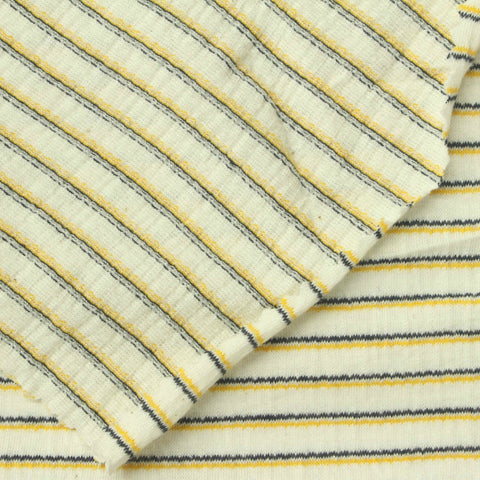 Yellow Horizontal-Stripe Crepe, Cotton-Poly, 170 gsm