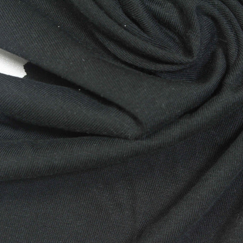 Cotton Polyester Jersey Knit Fabric, 220 gsm, 185 cm — Black