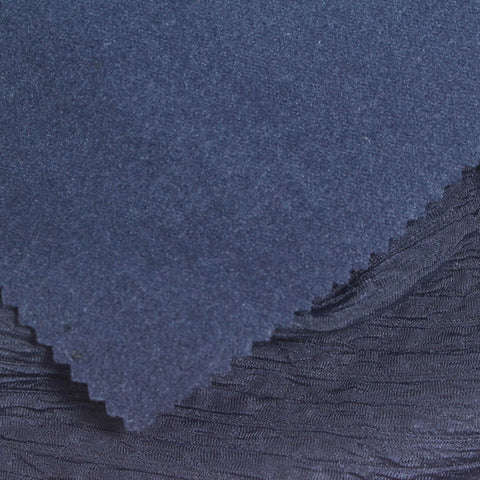 Striped Brushed Polyester Stretch Crepe Fabric, 310 gsm, 148 cm — Navy