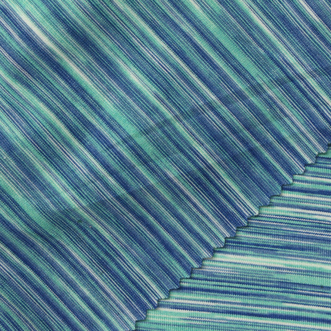 Blue Horizontal-Stripe Jersey Knit, Polyester, 180 gsm
