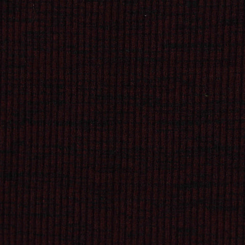 Dark Red Marl Rib Knit, Poly-Cotton, 560 gsm