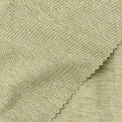 Pale Yellow-Green Marl Rib Knit, Viscose