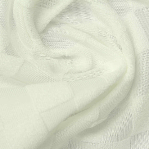 Jacquard 100% Polyester Knit Fabric, 227 gsm, 160 cm — White
