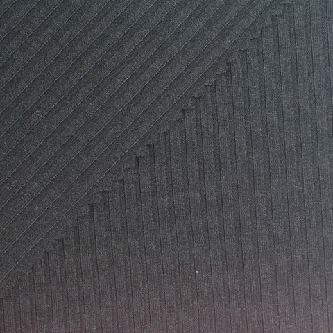 Dark Grey Marl Rib Knit, Poly-Viscose, 311 gsm