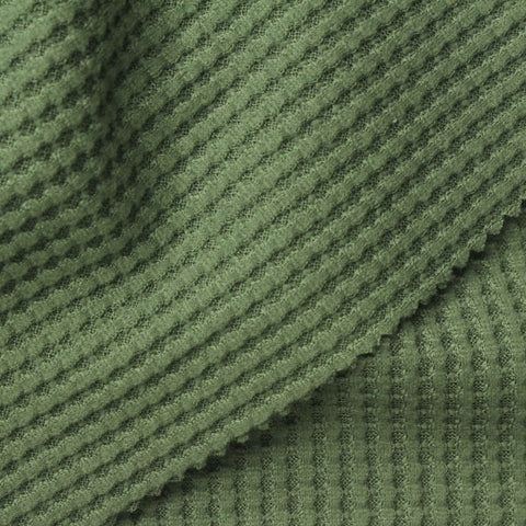 Brushed Polyester Stretch Waffle Knit Fabric, 220 gsm, 140 cm — Green, ref EF-274302