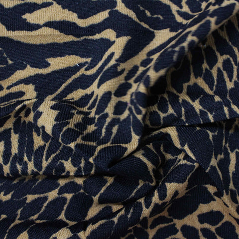 Dark Blue Animal Print Chunky Knit