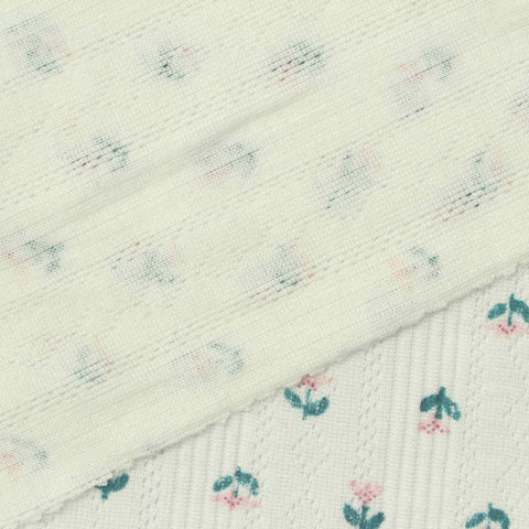 Pink Floral Rib Knit, Poly-Viscose