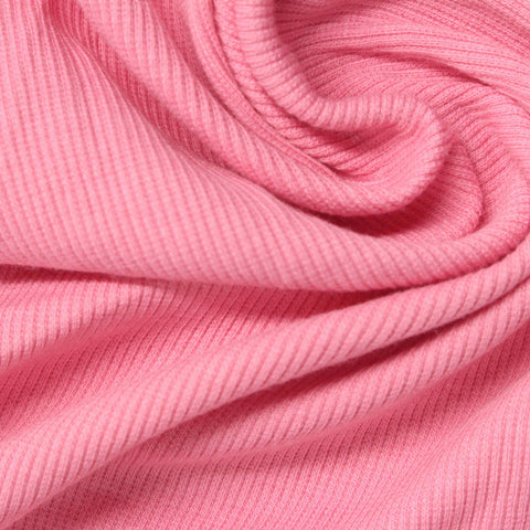 Cotton Polyester Stretch Rib Knit Fabric, 280 gsm, 110 cm — Pink, ref EF-246903
