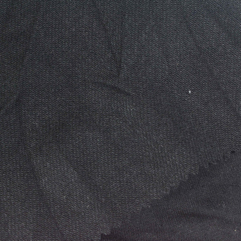 Polyester Stretch French Terry Fabric, 290 gsm, 190 cm — Black