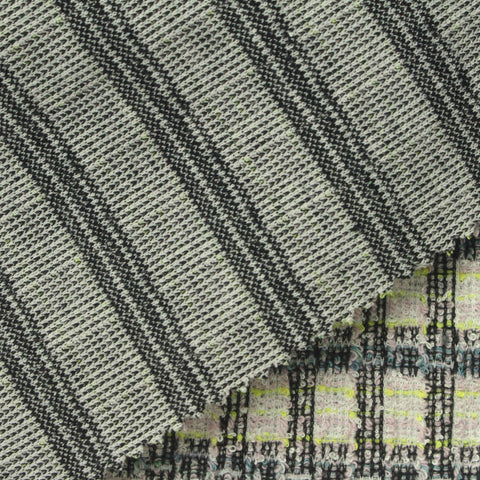 Black Textured-Plaid Bouclé, Cotton-Poly