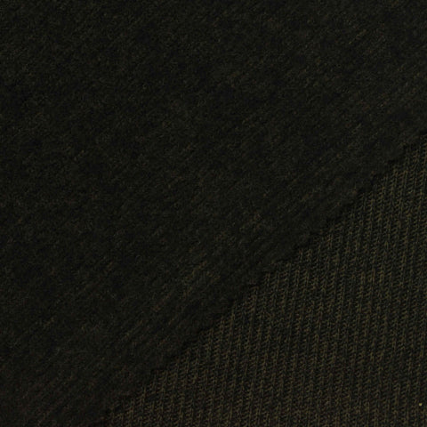 Brushed Polyester Viscose Stretch Rib Knit Fabric, 210 gsm, 160 cm — Khaki