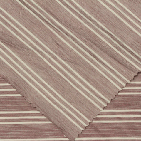 Striped Polyester Stretch Jersey Knit Fabric, 140 gsm, 157 cm — Brown