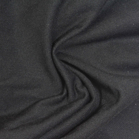 Polyester Cotton Stretch Piqué Knit Fabric, 270 gsm, 165 cm — Black