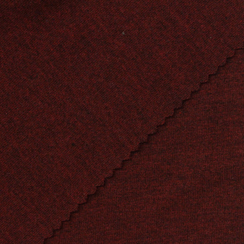 Dark Red Marl Rib Knit, Poly-Viscose, 650 gsm