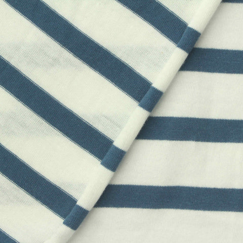 Blue Horizontal-Stripe Jersey Knit, Cotton, 150 gsm