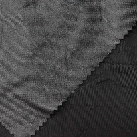Polyester Stretch Rib Knit Fabric, 230 gsm, 155 cm — Black