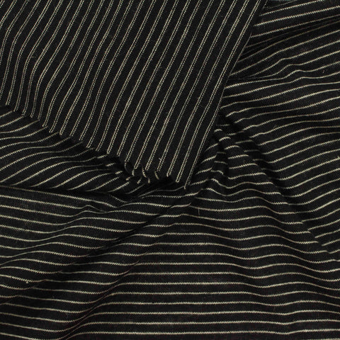 Black Horizontal-Stripe Jersey Knit, Poly-Viscose, 108 gsm