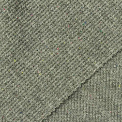 Grey-Green Marl Waffle Knit, Poly-Cotton