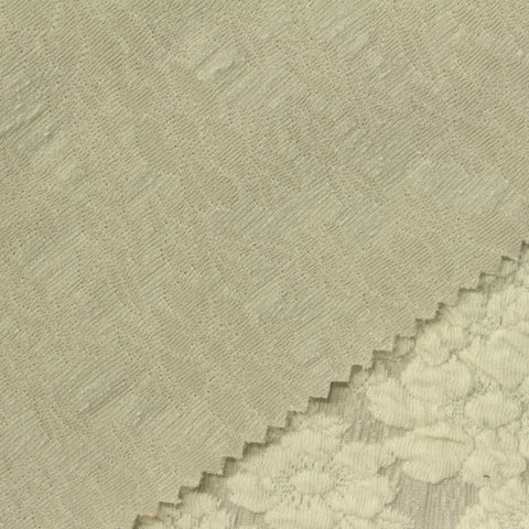 Cream Floral Interlock Knit, Cotton-Poly