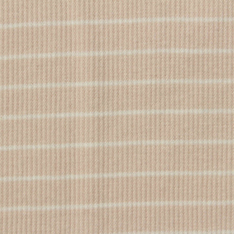 White Horizontal-Stripe Rib Knit, Cotton-Poly, 220 gsm
