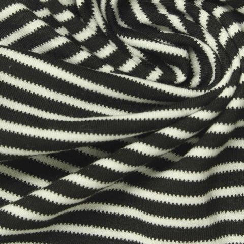 Black Horizontal-Stripe Knit, Polyester, 245 gsm
