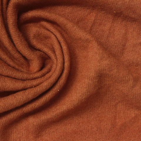 Brushed Polyester Viscose Stretch Chunky Knit Fabric, 200 gsm, 165 cm — Orange