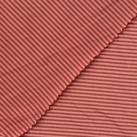 Red Horizontal-Stripe Jersey Knit, Polyester, 142 gsm