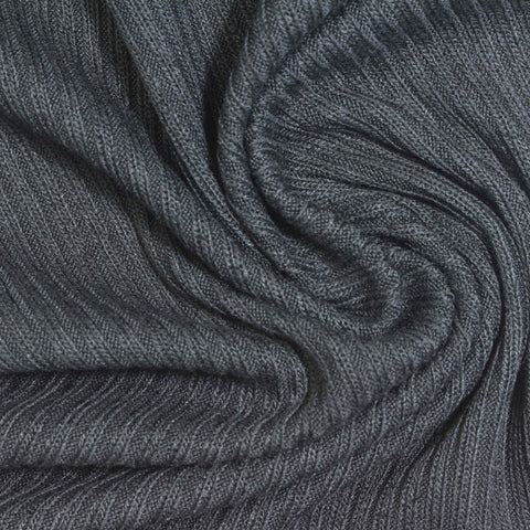 Viscose Polyester Stretch Rib Knit Fabric, 285 gsm, 155 cm — Grey