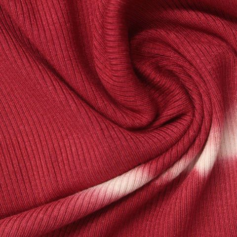 Red Abstract Rib Knit, Viscose