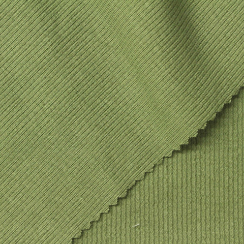 Cotton Stretch Rib Knit Fabric, 160 gsm, 120 cm — Green