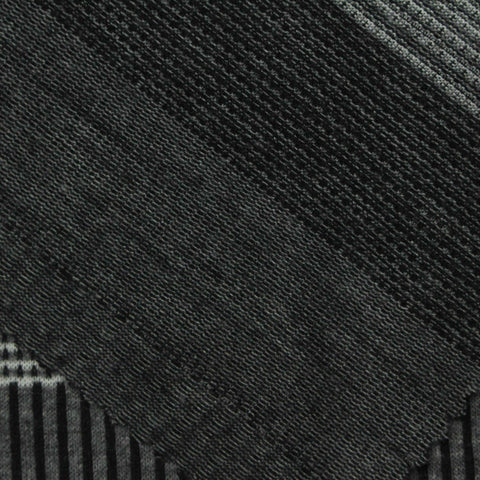 Black Horizontal-Stripe Jersey Knit, Poly-Viscose, 130 gsm
