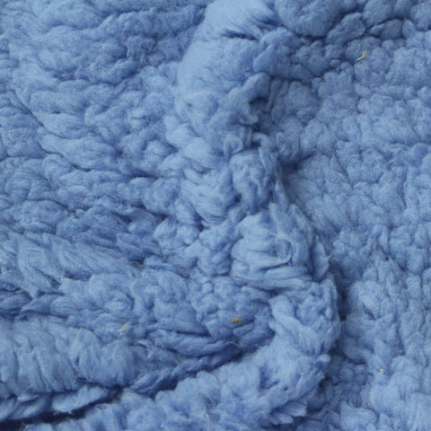 100% Polyester Sherpa Fleece Fabric, 250 gsm, 165 cm — Blue