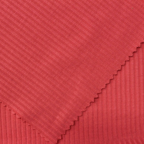 Polyester Stretch Rib Knit Fabric, 195 gsm, 150 cm — Red